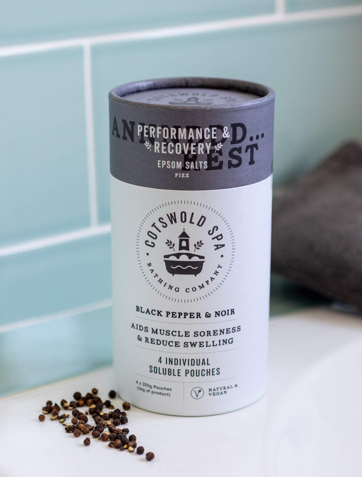 Luxury Range Performance & Recovery Epsom Salts with Black Pepper & Noir (1Kg)