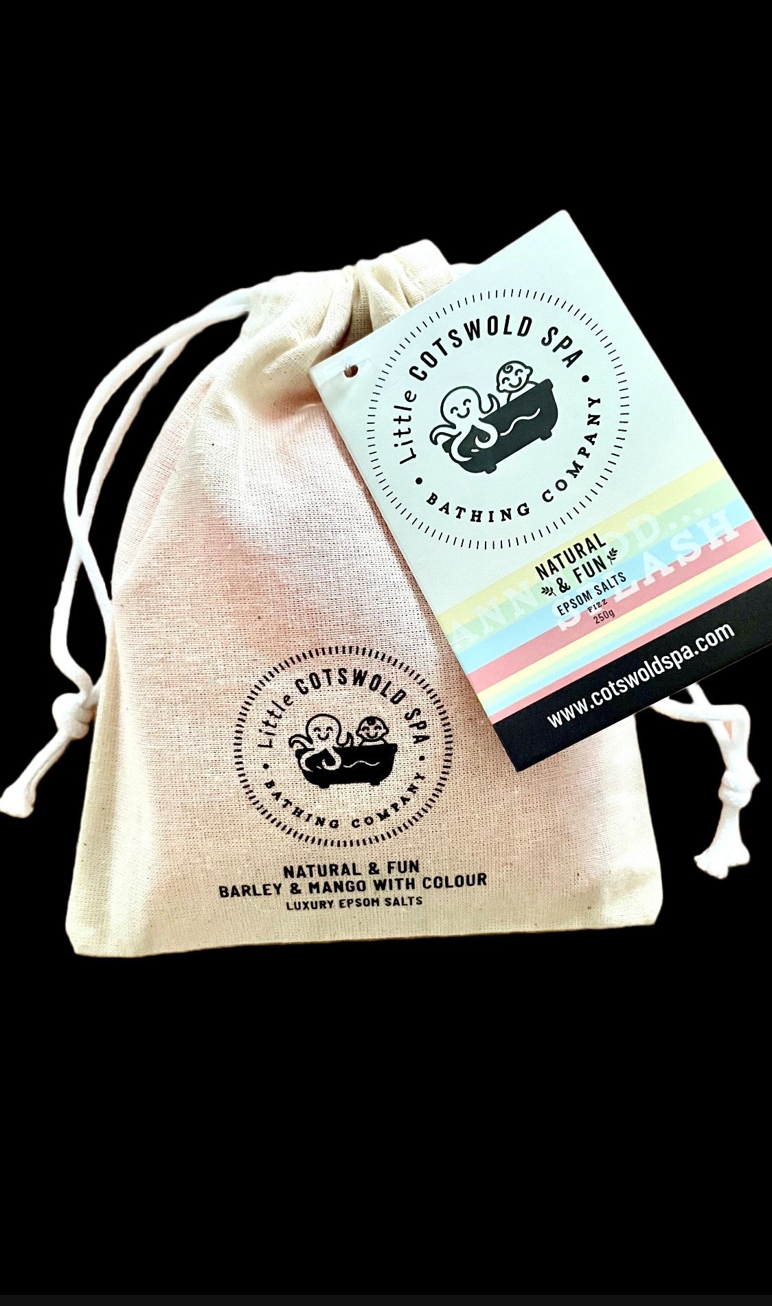 Natural & Fun Epsom Salts Cotton Pouch (Green Bath) with Barley & Mango (250g)